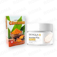 JABÓN EN BARRA DE CÚRCUMA 110G + CREMA ACLARANTE DE ARROZ BIOAQUA 50G